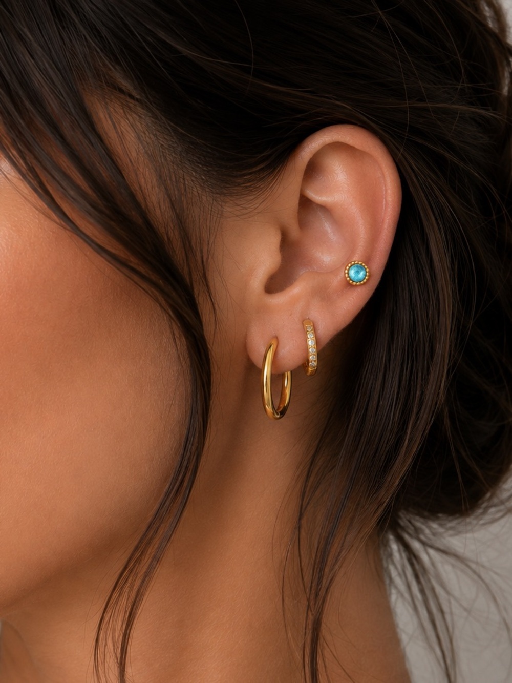 3 Pairs | 18K Gold Plated Earrings Set
